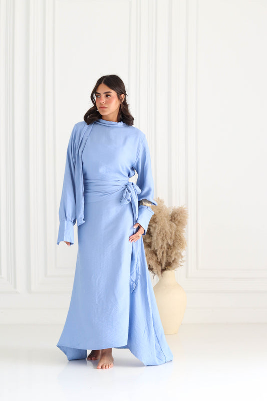 Belted Dress in Babyblue