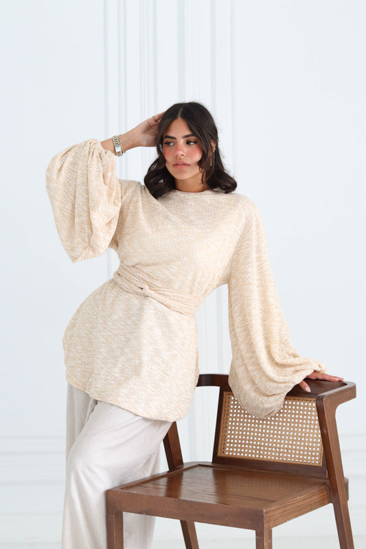 Shimmer Puff-Sleeve Blouse