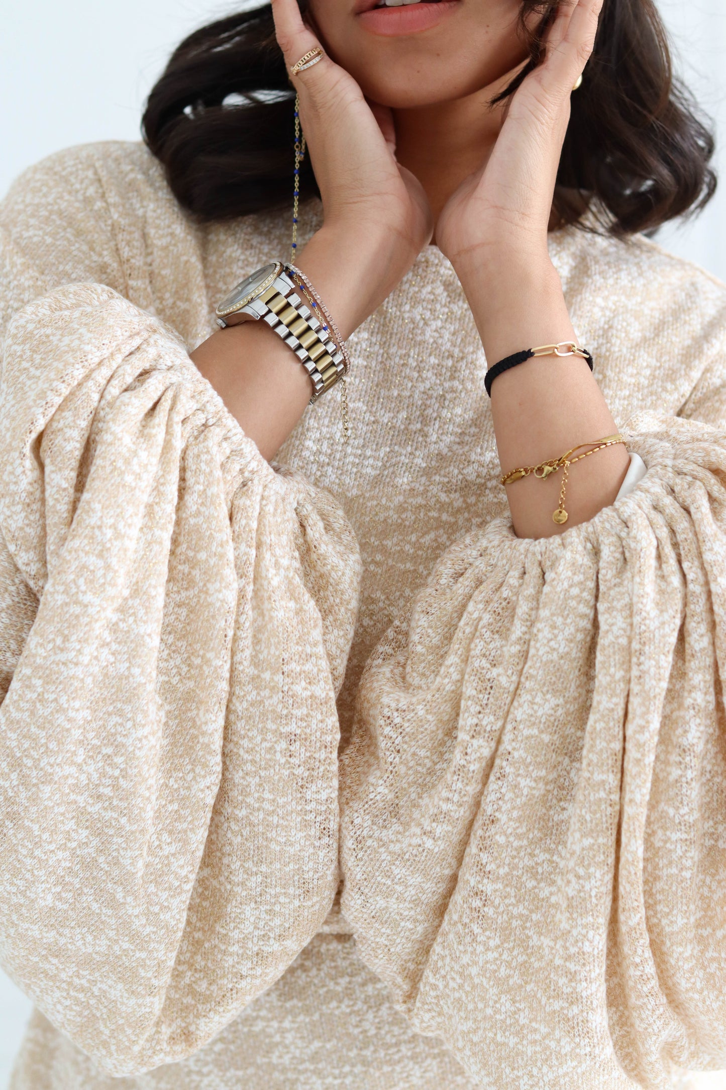 Shimmer Puff-Sleeve Blouse