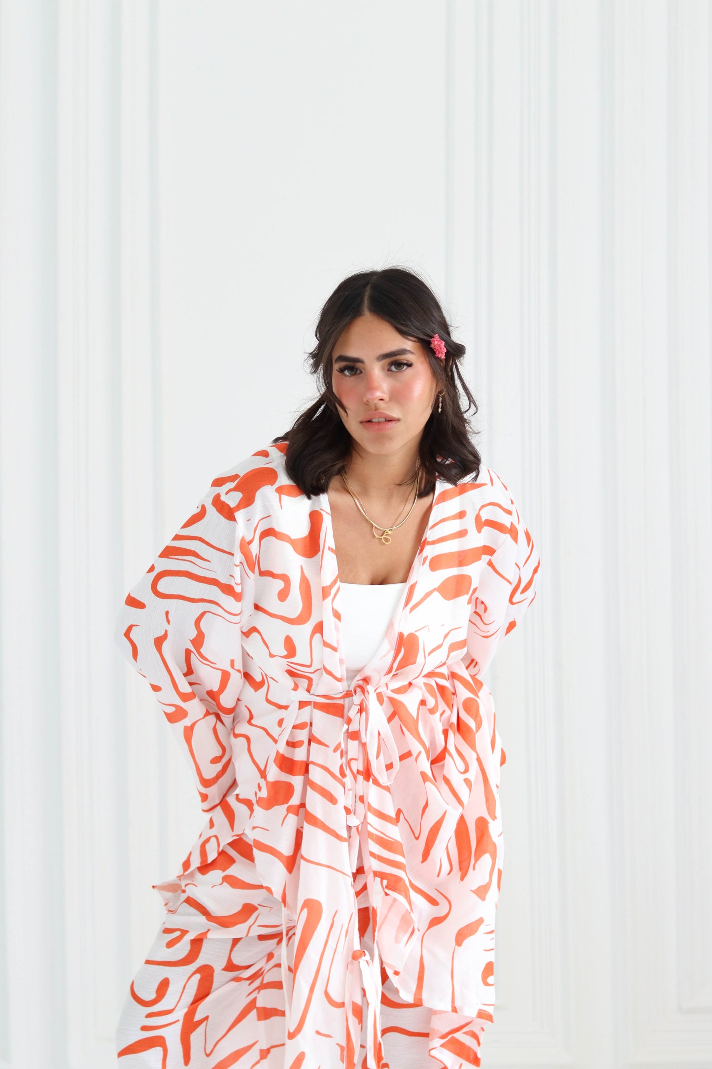 Wrap Kimono Set in Orange