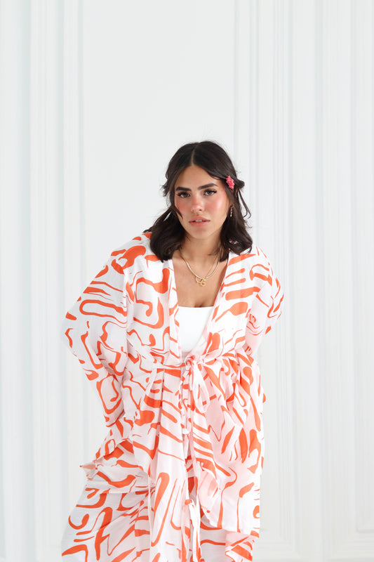 Wrap Kimono Set in Orange