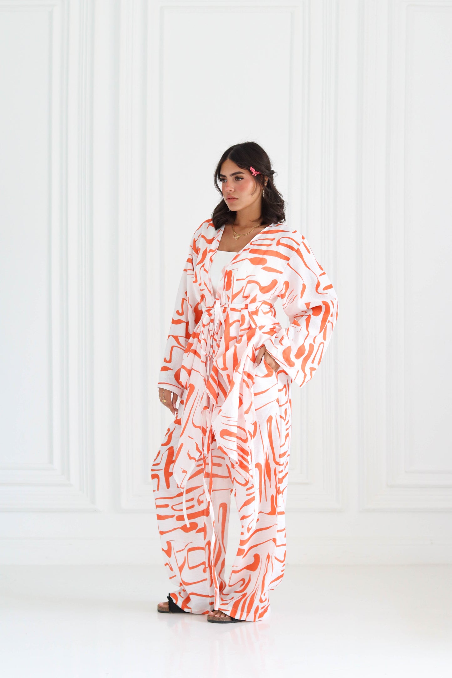Wrap Kimono Set in Orange