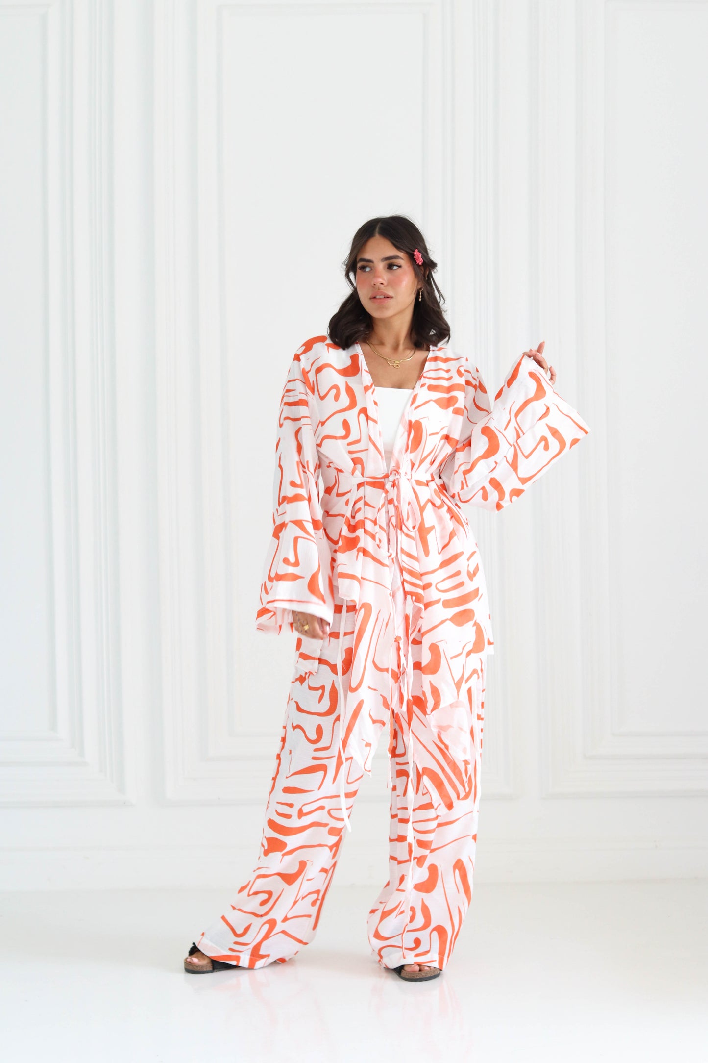 Wrap Kimono Set in Orange