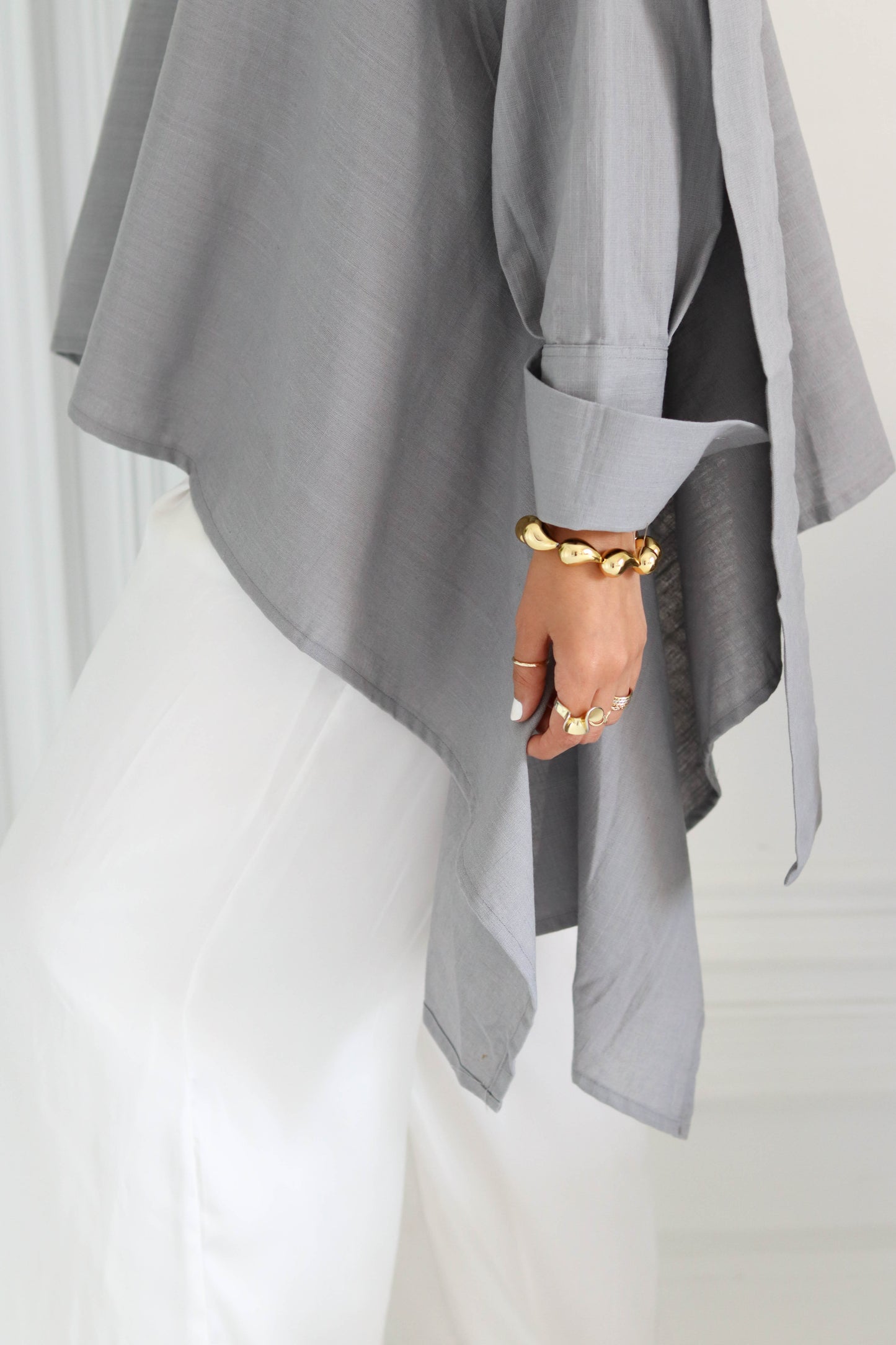 Fluffy Buffy Blouse In Grey