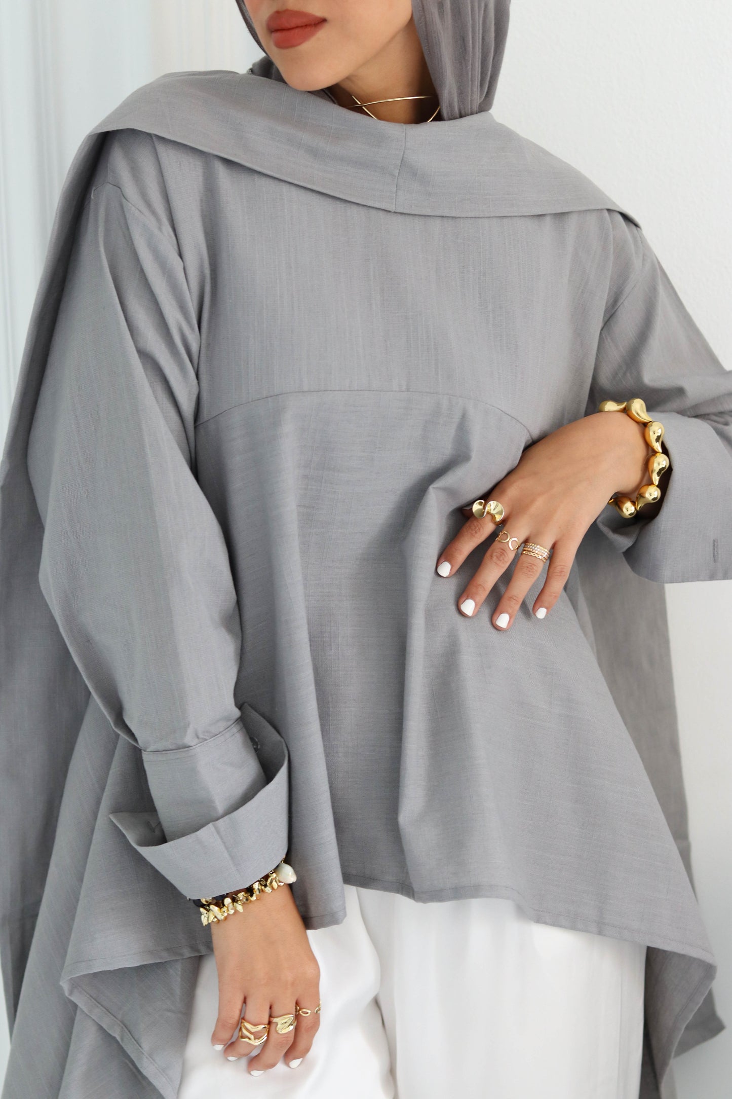 Fluffy Buffy Blouse In Grey
