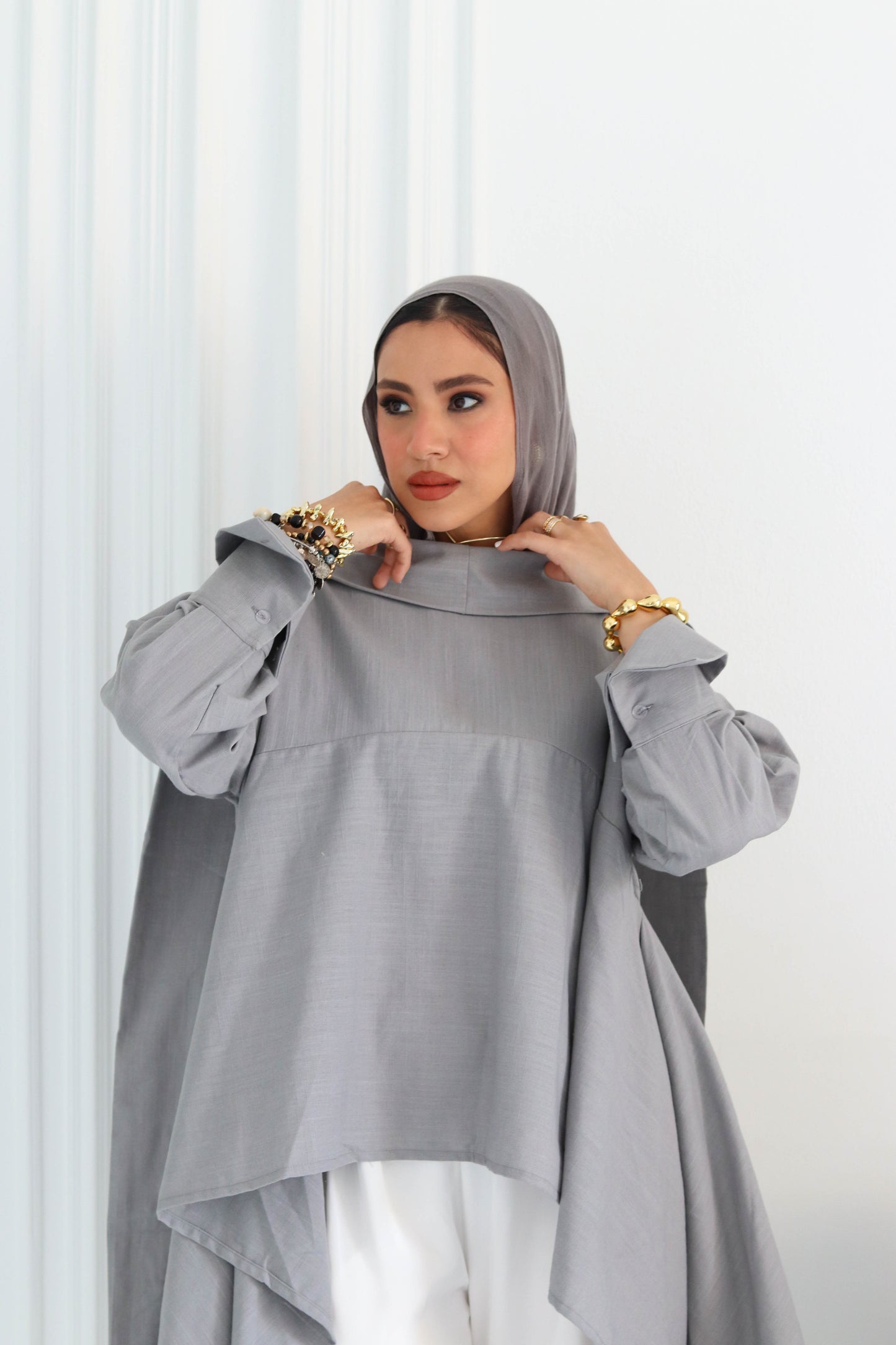 Fluffy Buffy Blouse In Grey