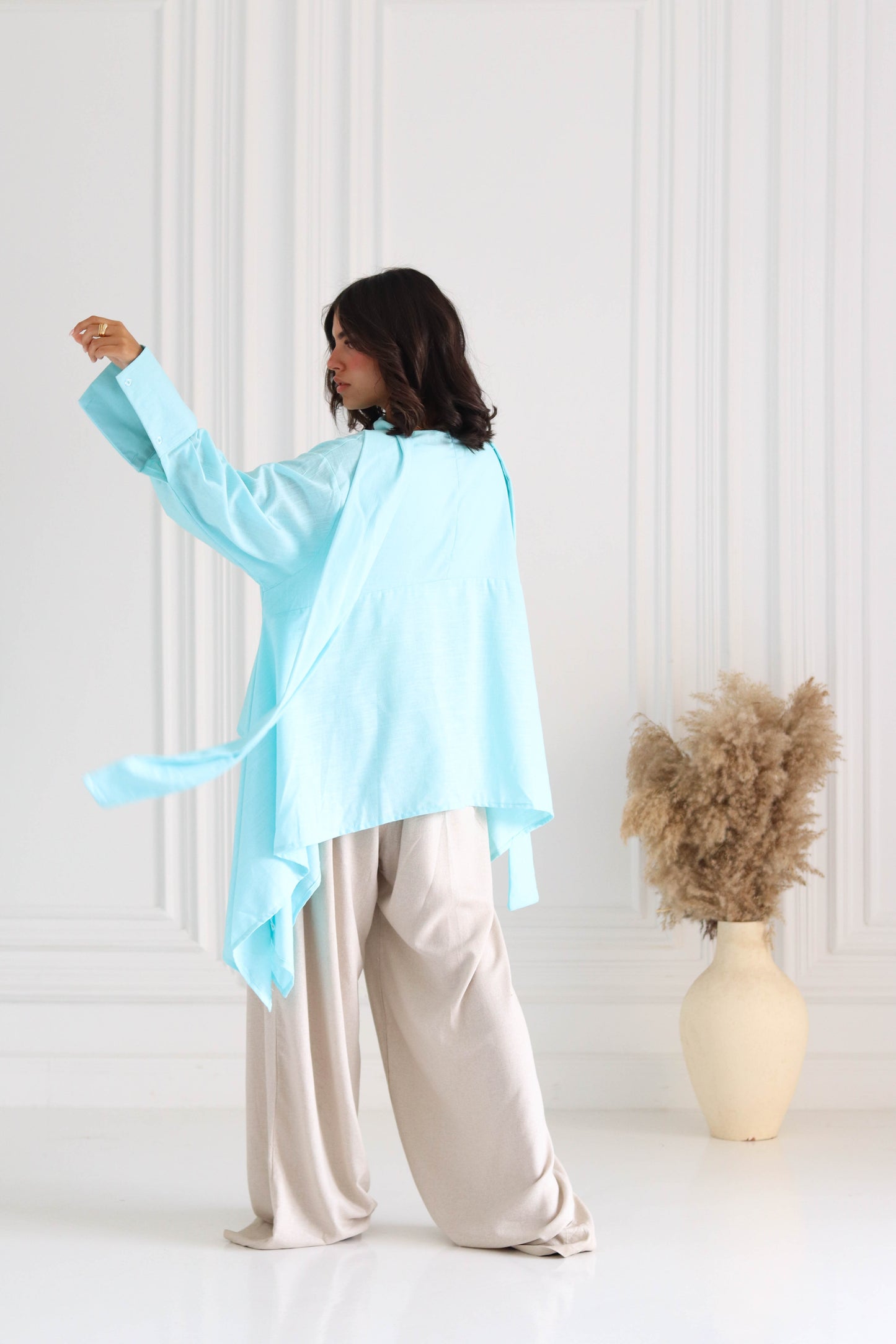 Fluffy Buffy Blouse In Aqua Blue