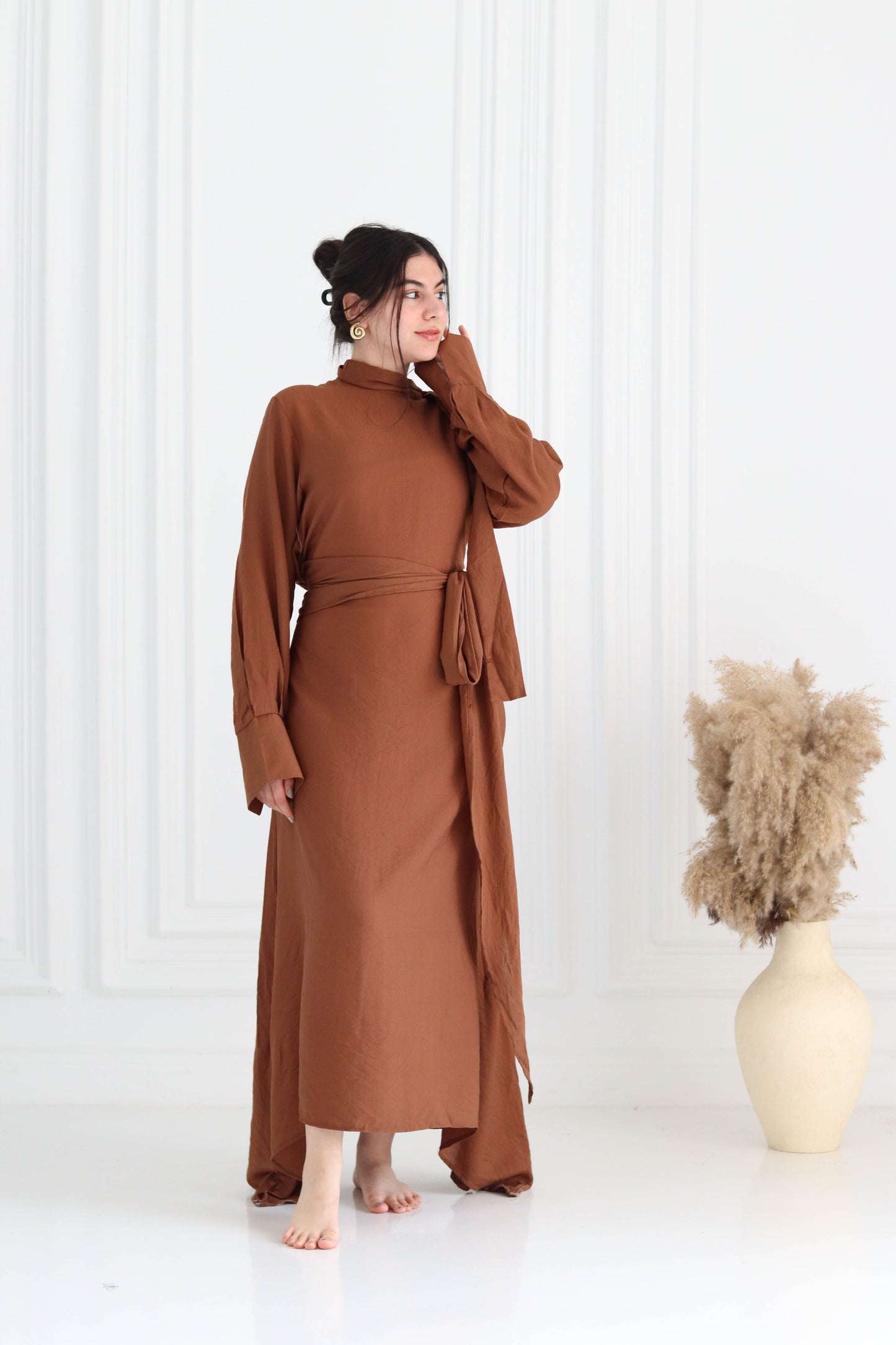 Belted Dress in Brown