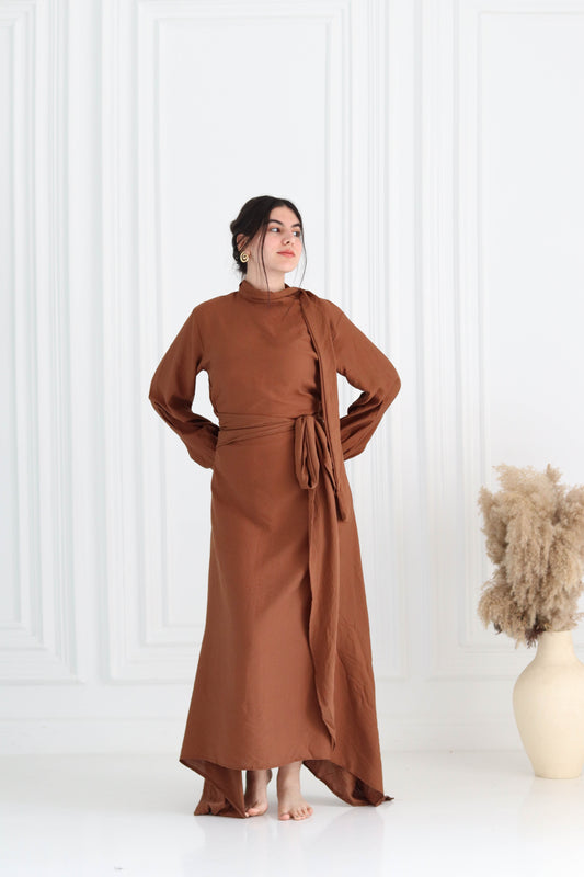 Belted Dress in Brown