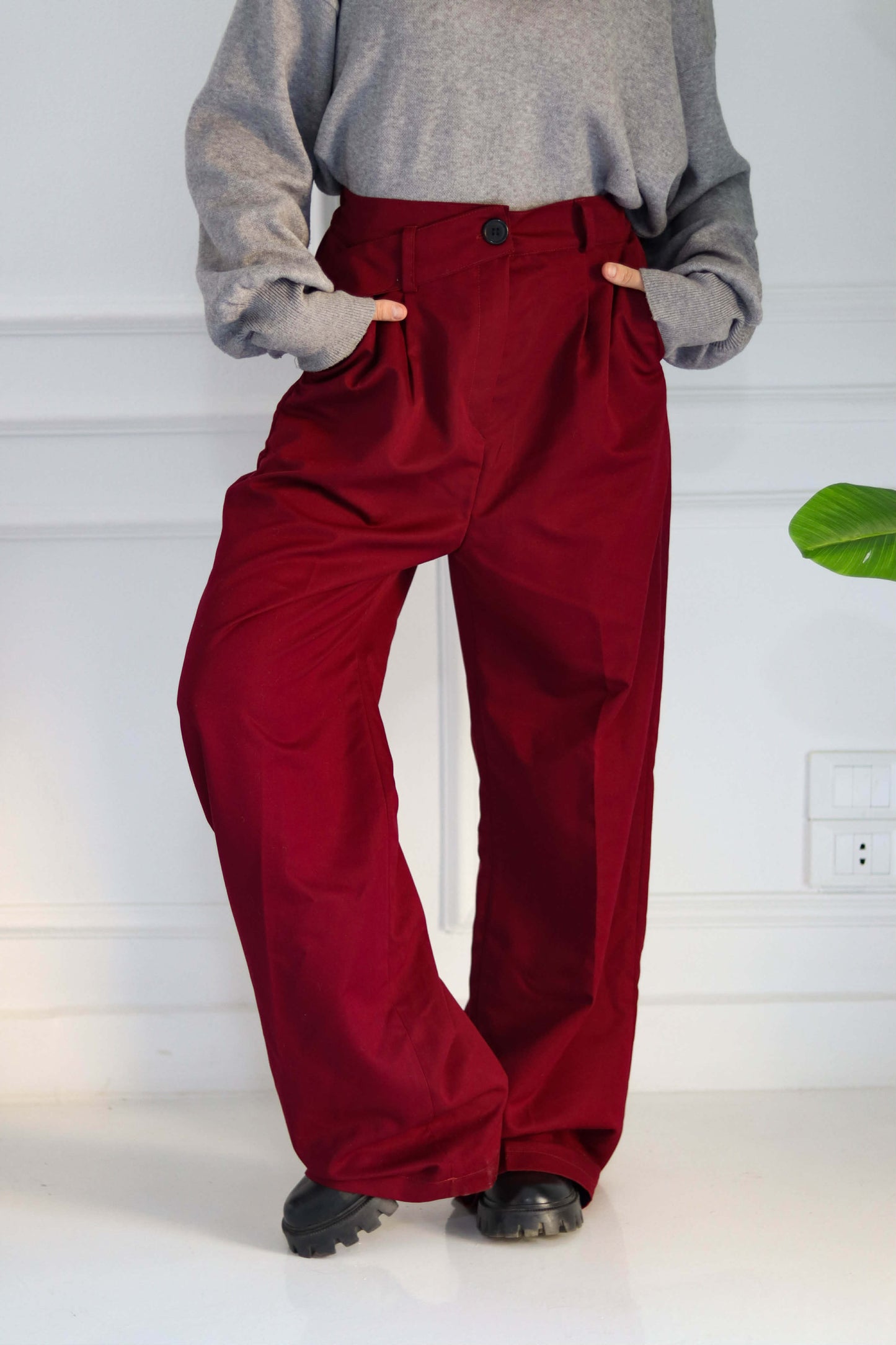 Pleated Pants in Burgundy