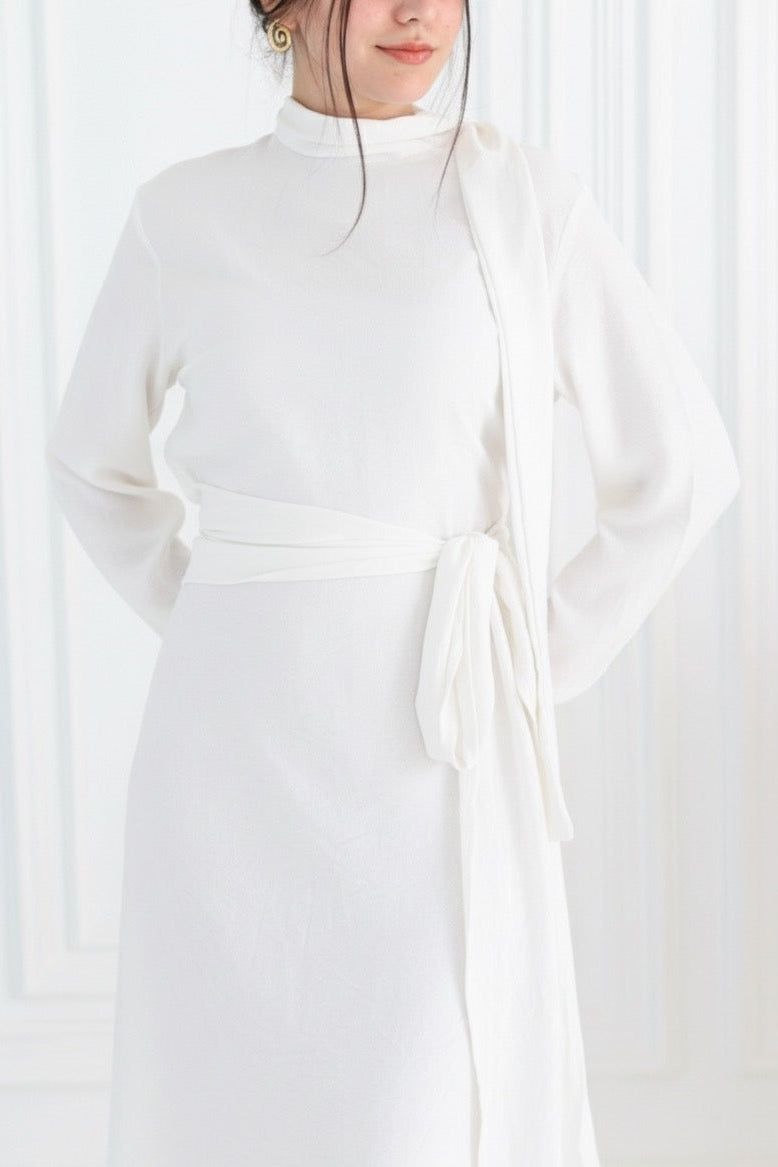 Belted Dress In White