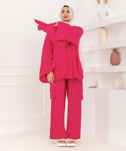 Scarfed Set in Fushia