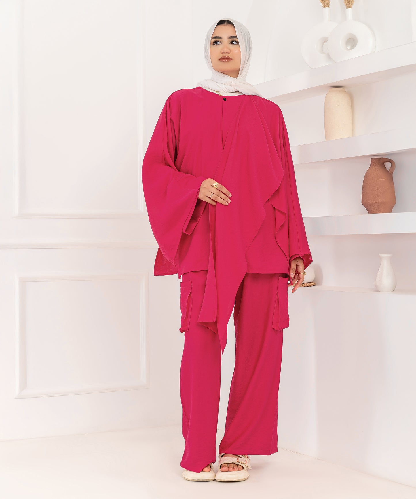 Scarfed Set in Fushia