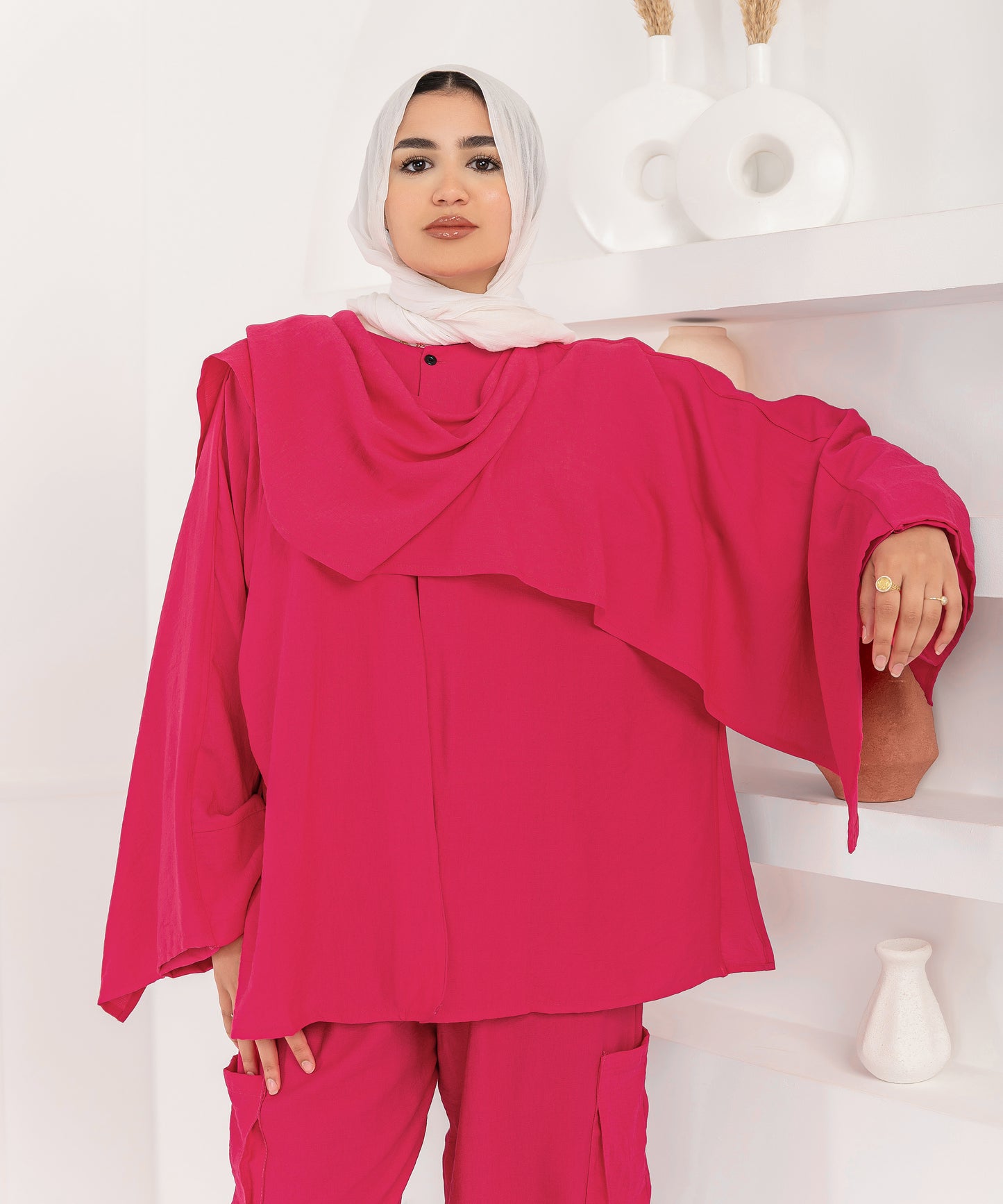Scarfed Set in Fushia