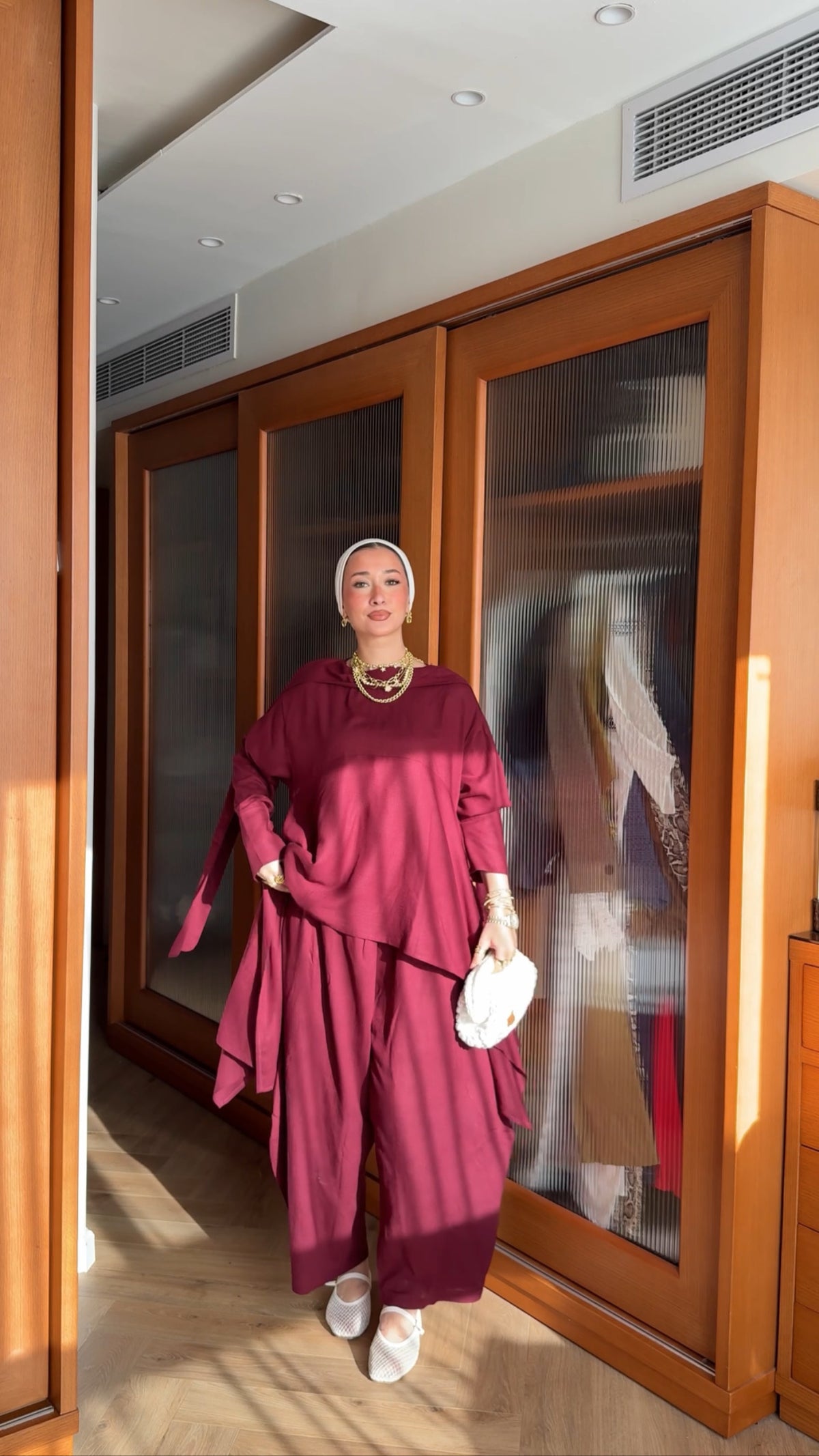 Fluffy Buffy set in burgundy