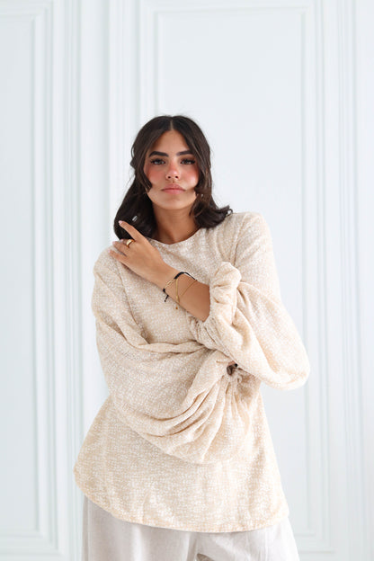 Shimmer Puff-Sleeve Blouse