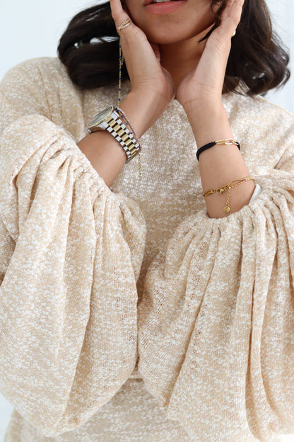 Shimmer Puff-Sleeve Blouse