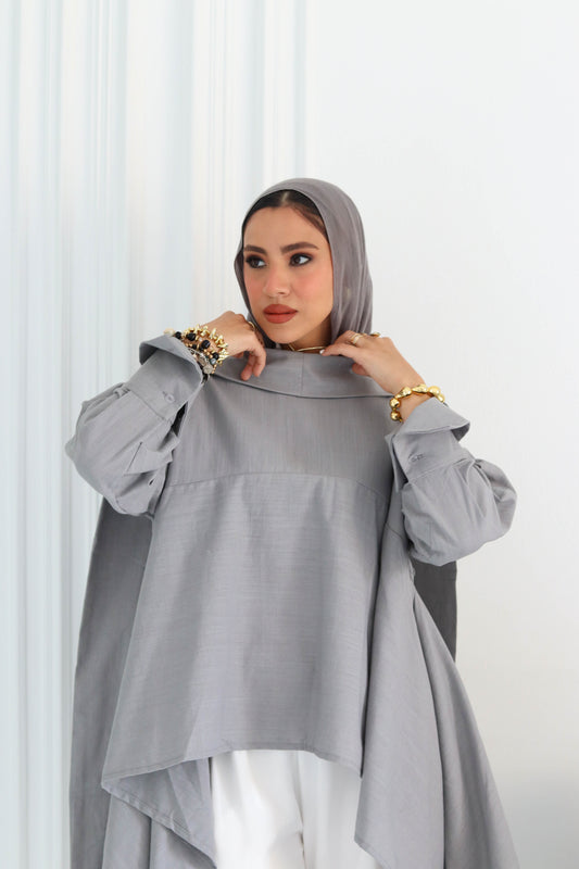 Fluffy Buffy Blouse In Grey