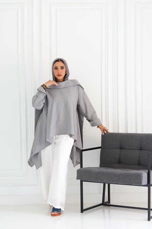 Fluffy Buffy Blouse In Grey