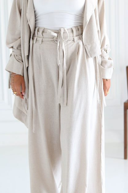Double Belt Pants in beige