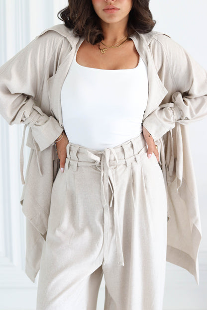 Double Belt Pants in beige