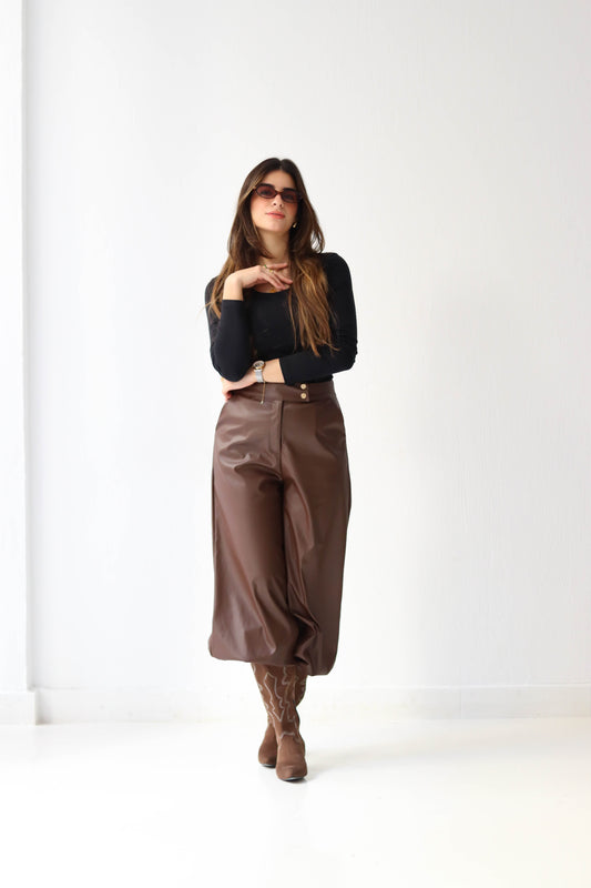 SLEEK BALLOON PANTS IN BROWN